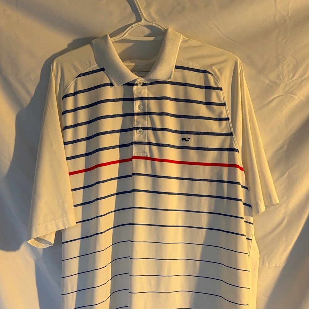 Vineyard Vines Polo with Navy and Red Stripes